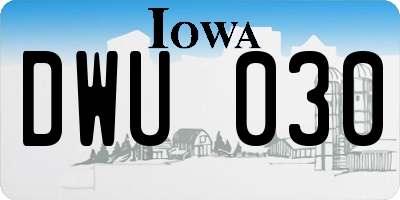 IA license plate DWU030