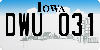 IA license plate DWU031