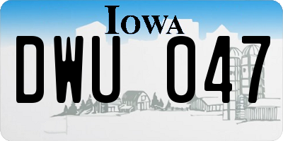 IA license plate DWU047