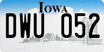 IA license plate DWU052