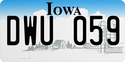 IA license plate DWU059