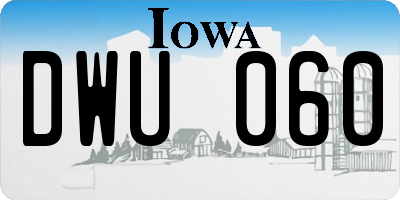 IA license plate DWU060