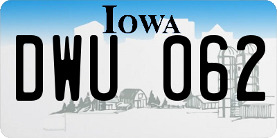 IA license plate DWU062