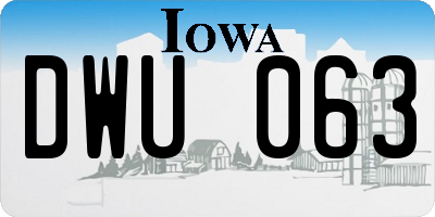IA license plate DWU063