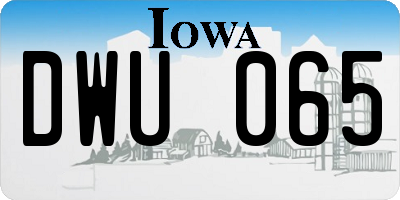 IA license plate DWU065