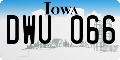 IA license plate DWU066