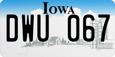 IA license plate DWU067
