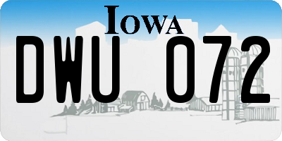 IA license plate DWU072