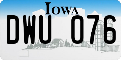 IA license plate DWU076