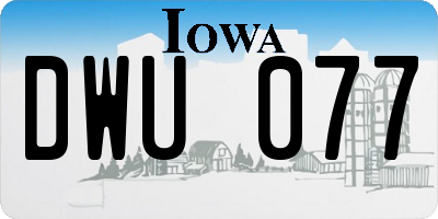 IA license plate DWU077