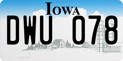 IA license plate DWU078