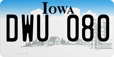 IA license plate DWU080