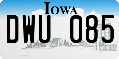 IA license plate DWU085