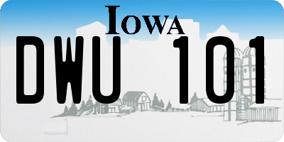 IA license plate DWU101