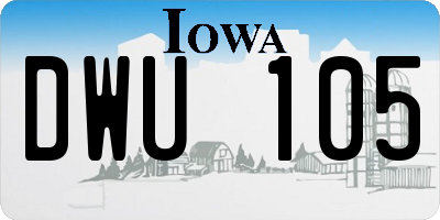 IA license plate DWU105