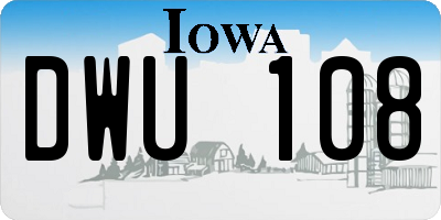 IA license plate DWU108