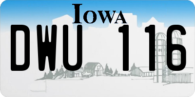 IA license plate DWU116