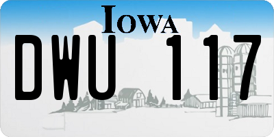 IA license plate DWU117