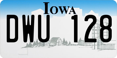 IA license plate DWU128