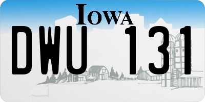 IA license plate DWU131