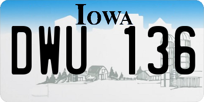 IA license plate DWU136