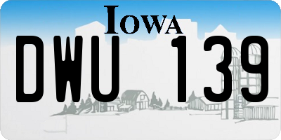 IA license plate DWU139