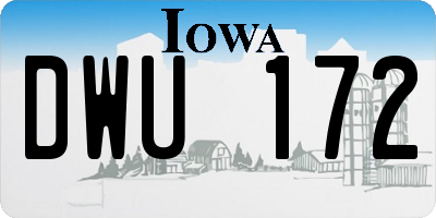 IA license plate DWU172