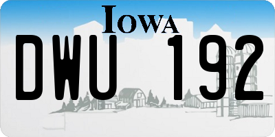 IA license plate DWU192