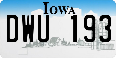 IA license plate DWU193