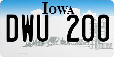 IA license plate DWU200