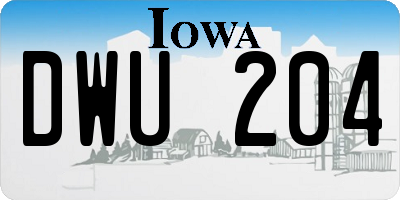 IA license plate DWU204