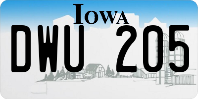 IA license plate DWU205