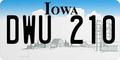 IA license plate DWU210