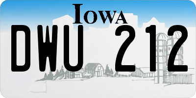 IA license plate DWU212