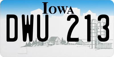 IA license plate DWU213