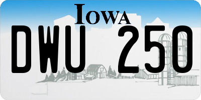 IA license plate DWU250