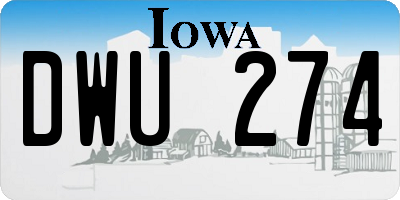 IA license plate DWU274