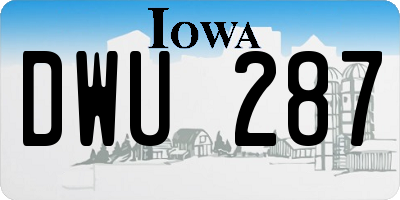 IA license plate DWU287