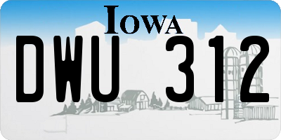 IA license plate DWU312
