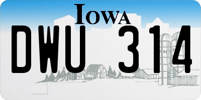 IA license plate DWU314