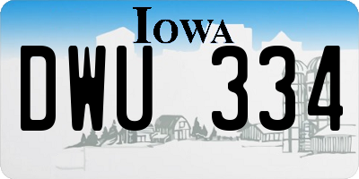 IA license plate DWU334