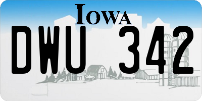 IA license plate DWU342