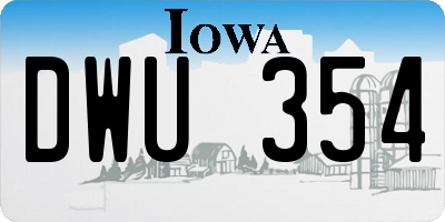 IA license plate DWU354