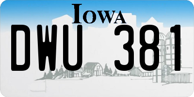 IA license plate DWU381