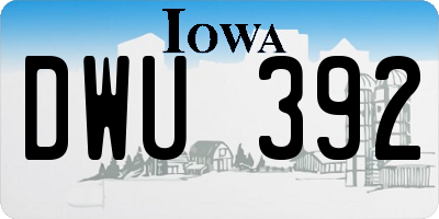 IA license plate DWU392