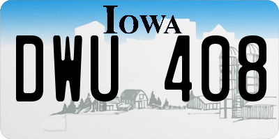 IA license plate DWU408