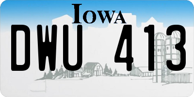 IA license plate DWU413