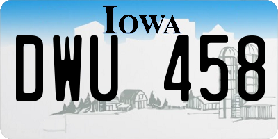 IA license plate DWU458