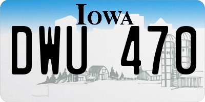 IA license plate DWU470