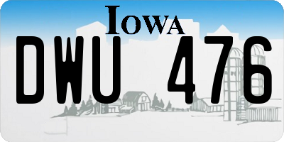 IA license plate DWU476